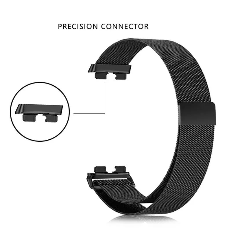 سوار ساعة من الفولاذ المقاوم للصدأ لهواوي باند 10 9 8 NFC Milanese سوار معصم بحلقة مغناطيسية