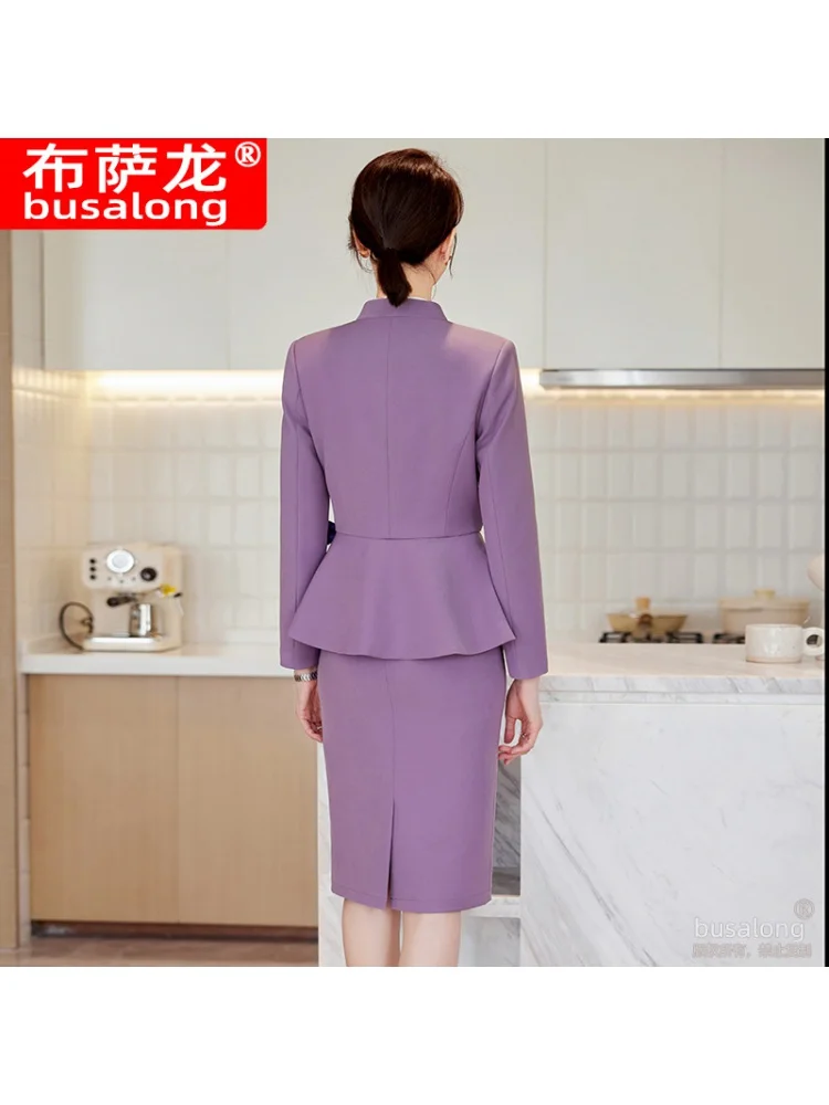 High-End Business Suit Women's Spring and Autumn Temperament Jewelry Shop Workwear Hotel Front Desk Labor Suit Reception Formal