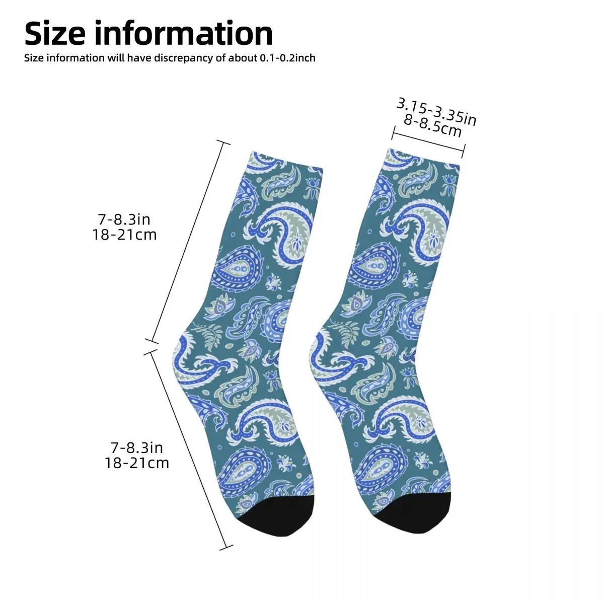 Flowers In Blue Colors Paisley Socks Male Mens Women Autumn Stockings Printed image 5