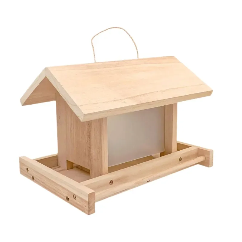 Rustic Wooden Bird Feeder House Outdoor Garden Nest Box Decorative Craft for Backyard Patio Ornament