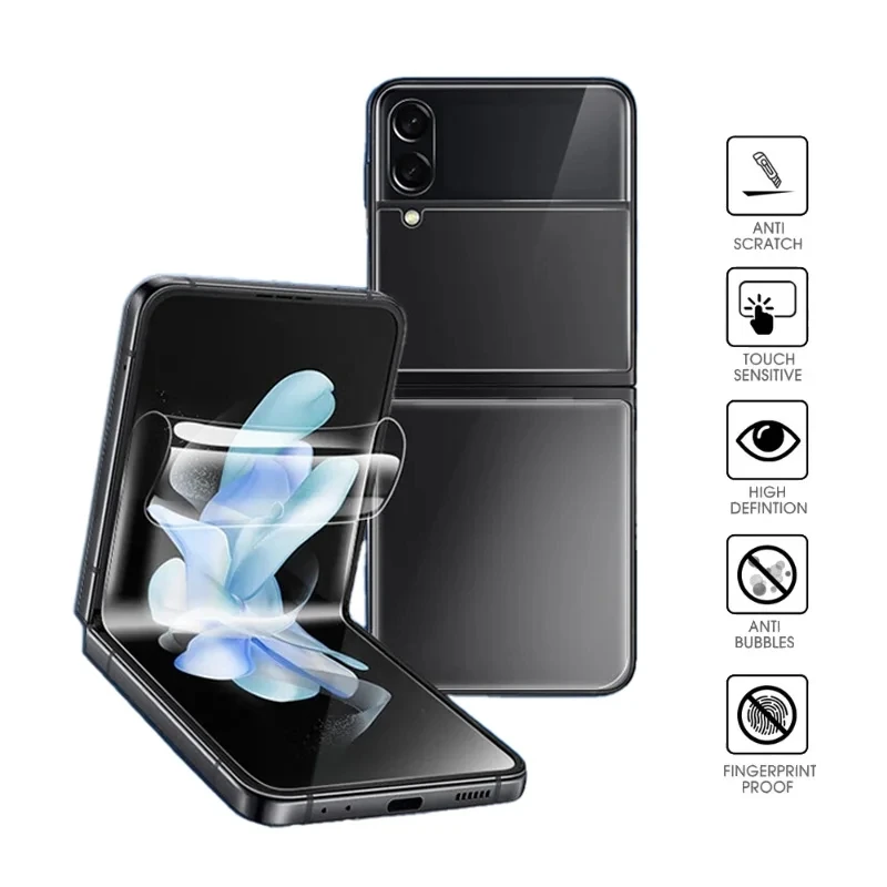 4 piezas Película de hidrogel interior para Samsung Galaxy Z Flip 5 4 3 Protector de pantalla TPU 3