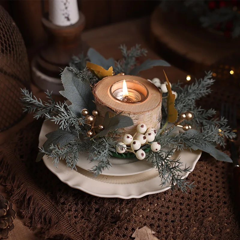 

Трансграничные рождественские украшения, подсвечник, венок, обеденный стол, праздничный орнамент, реквизит, мини-венок