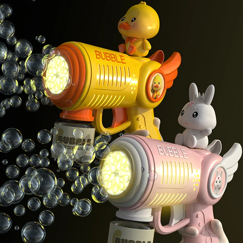 Ręczna, w pełni automatyczna maszyna do baniek z żółtą kaczką, zabawka dla dzieci, pistolet do baniek, bez baterii i wody bąbelkowej