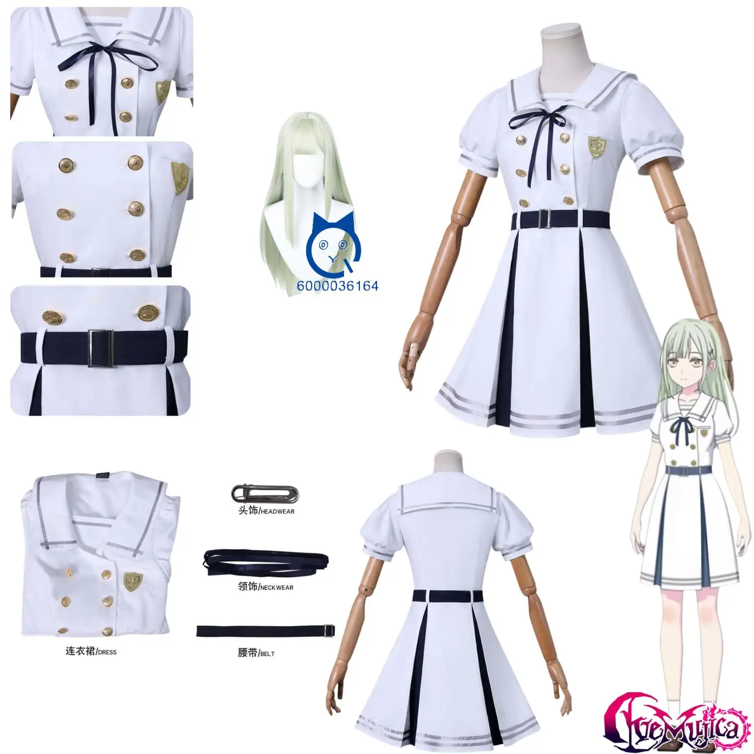 

Anime BanG Dream AveMujica Cosplay Costume Role Play Cute White Summer School Uniform for Women Adult Comic Con Halloween Party