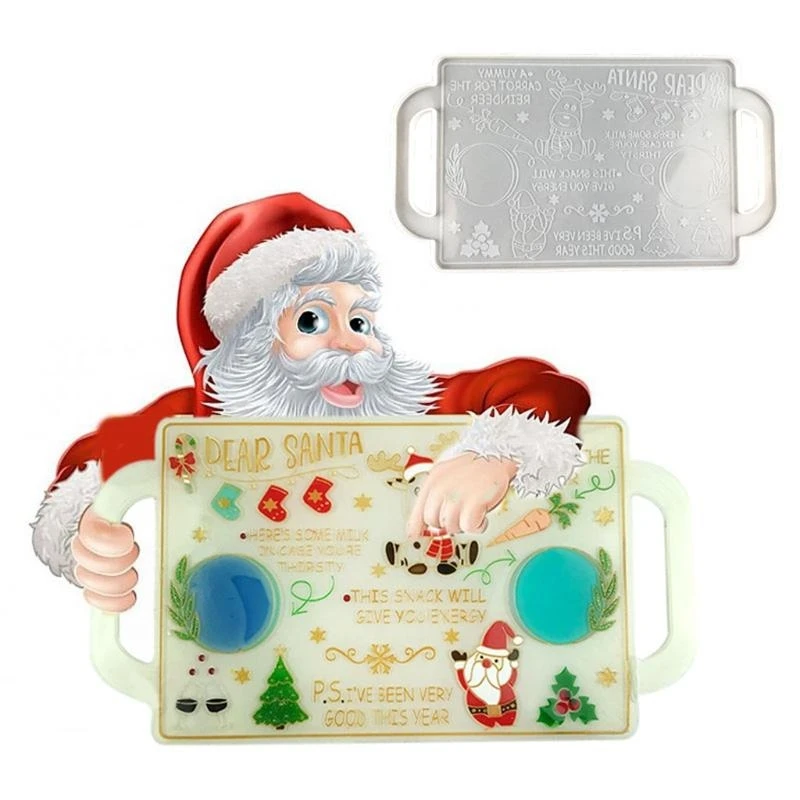 Christmas Tray Epoxy Resin Mold Xmas Fruit Serving Plate Silicone Mould