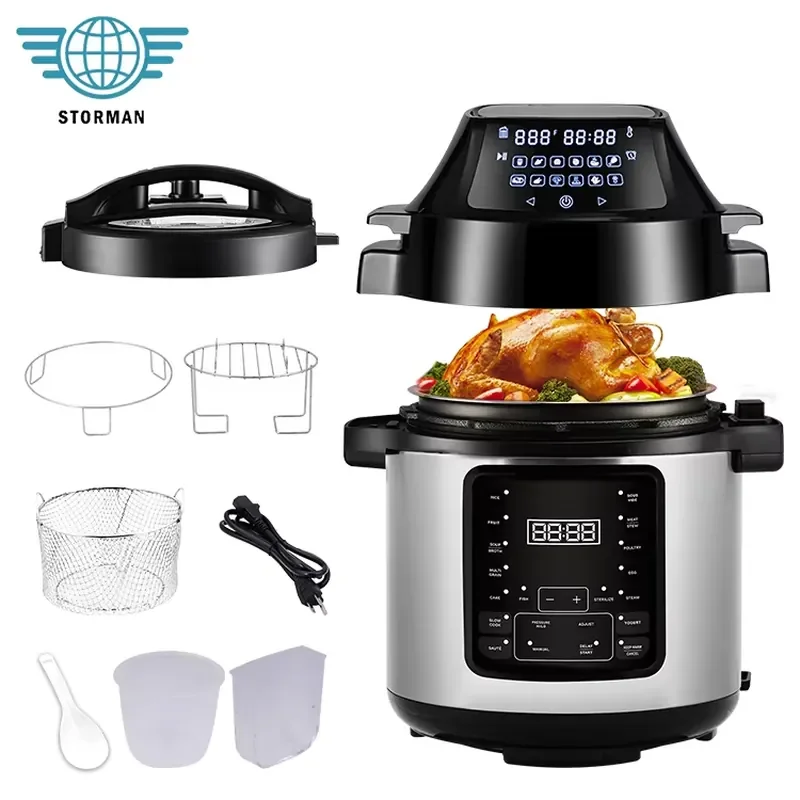 Factory Price 6L Smart Household Kitchen 1500W 2 in 1 Pressure Cooker Air Fryer