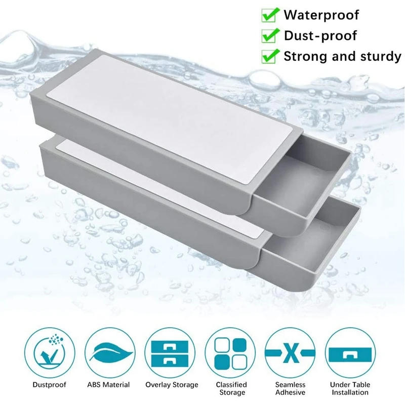 2 Pcs Self-Adhesive Desk Drawer  Desk Drawer Pencil Tray  Desk Shelf  Pencil Tray Under Desk