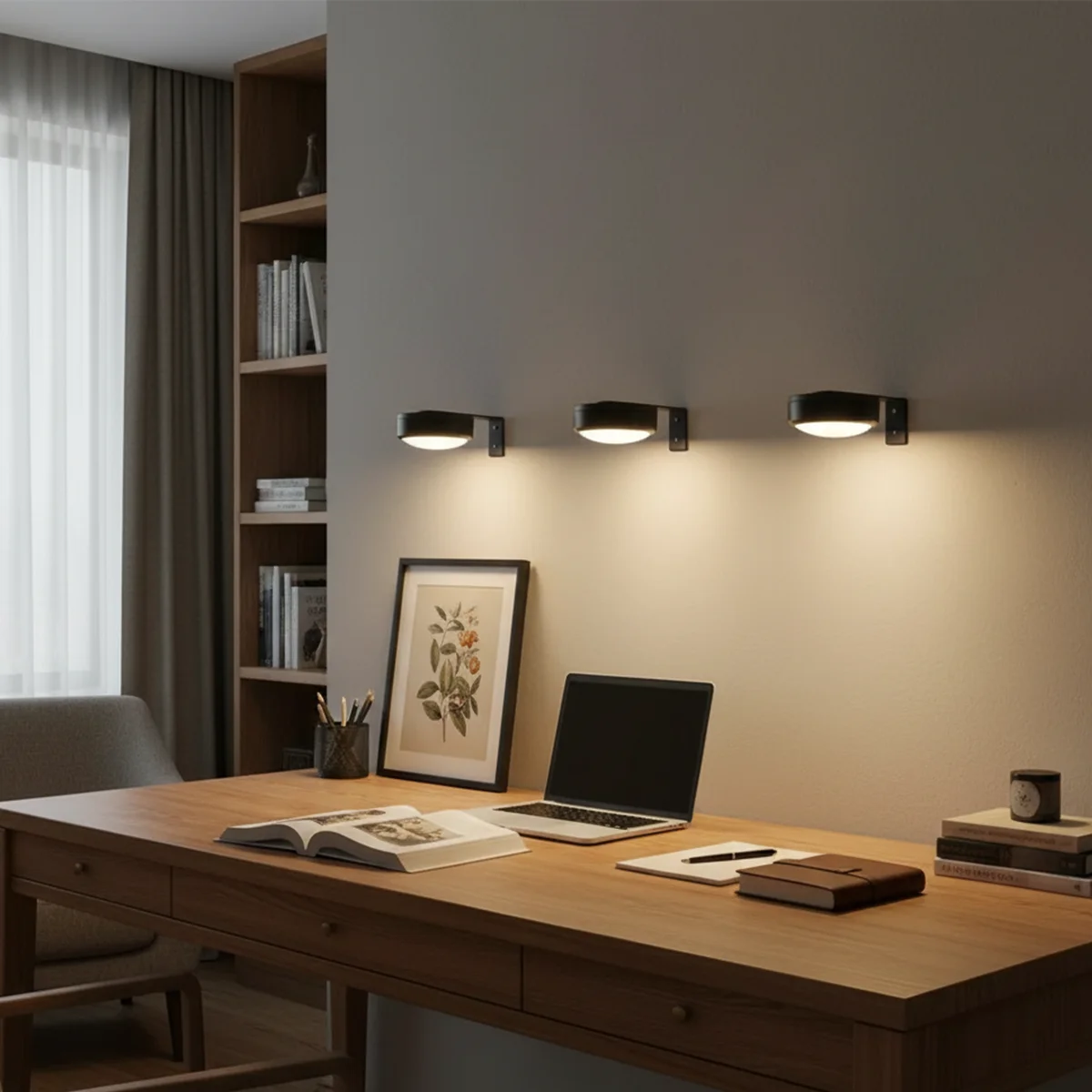 

Светодиодный светильник для картин на батарейках, 3 цвета, настенный светильник с регулируемой яркостью, магнитный художественный дисплей, бра, ночная беспроводная рамка с питанием