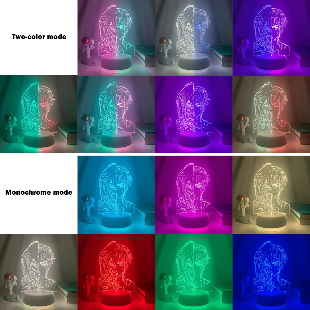 Two Tone Base Anime 3D Gamer Lamp LED Night Light 7/16 colors Remote Control Home Bedroom Figures Lamps Decorative gift