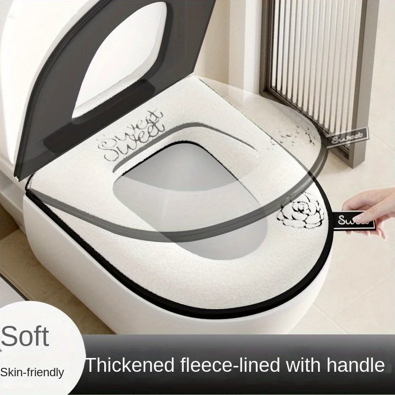 Cuscino universale per sedile WC domestico, adatto per tutte le stagioni, con fodera per cuscino per sedile WC con cerniera, cuscino per sedile WC.