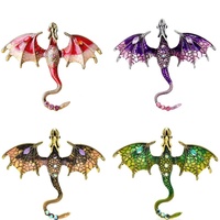 Flying Dragon Brooches Enamel Rhinestone Animal Cartoon Badge Lapel Clothing Brooch Pins Women Unisex Fashion Jewelry Gifts