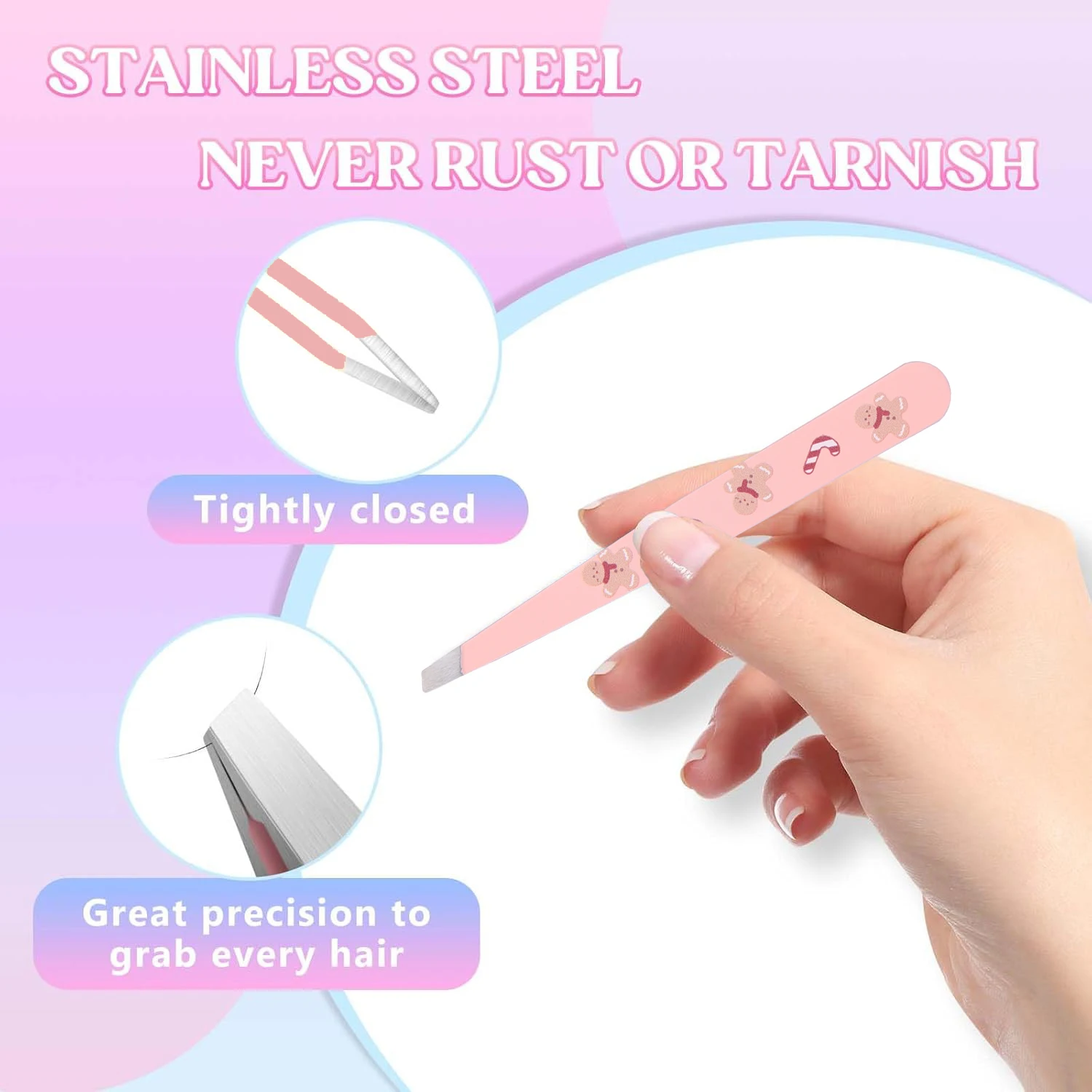 4pcs/Set Christmas Multicolor Eyebrow Pliers High-precision Stainless Steel Eyebrow Pliers Personal Care for Facial Hair Gifts