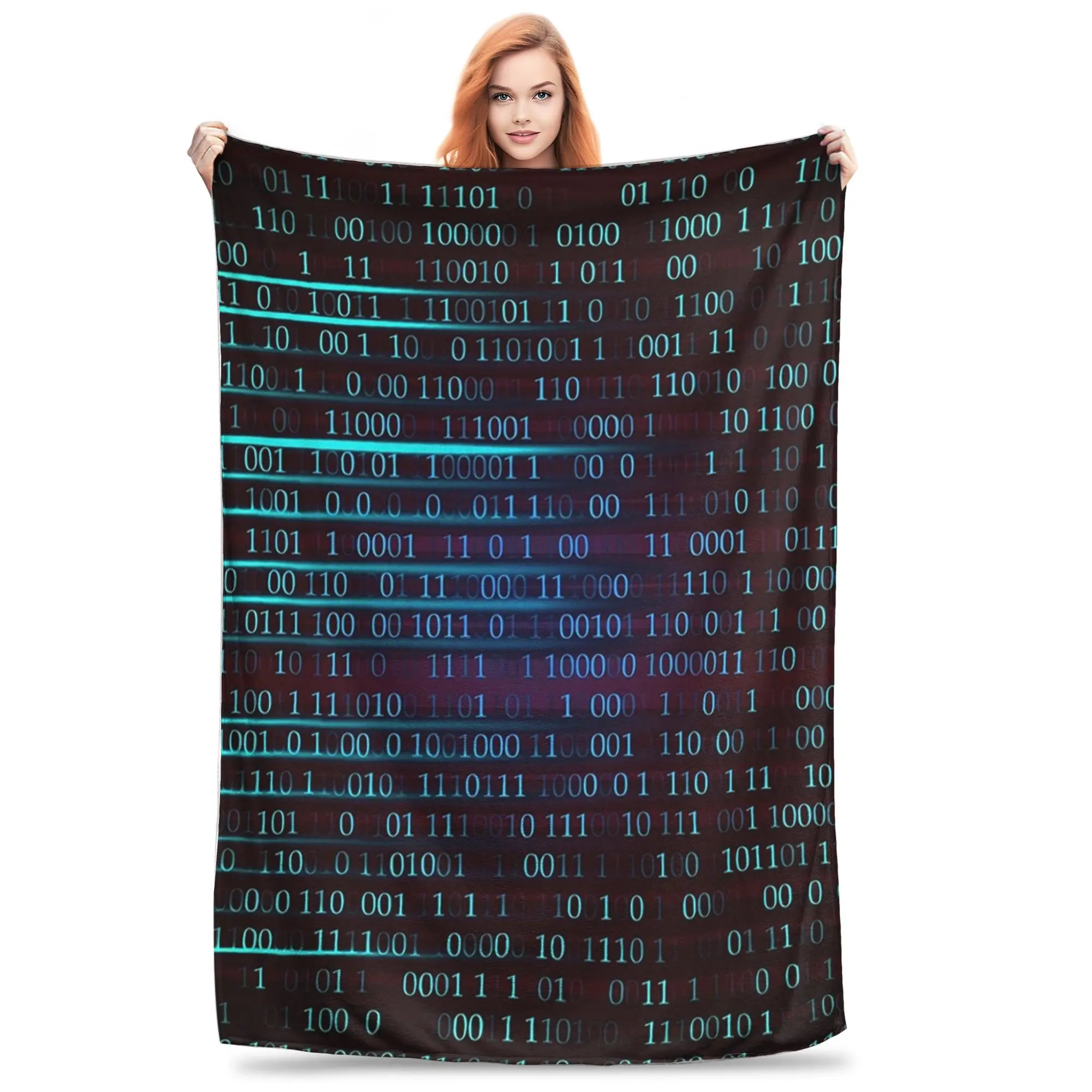 Binary computer code. Blankets Soft Warm Flannel Throw Blanket Bedding for Bed Living room Picnic Travel Home Couch