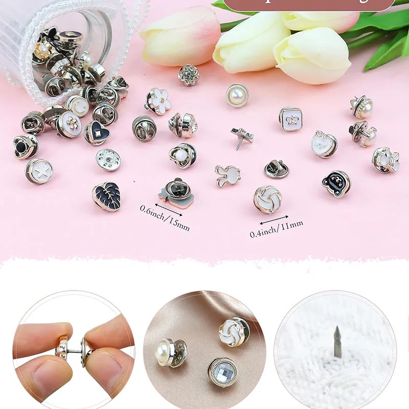 10pcs Anti exposureClothing Accessories Buttons Detachable Brooch Buckle Pins For Shirt NecklinePortable Neckline Fixed Brooch