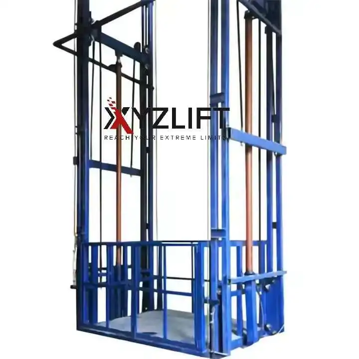 XYZLIFT Small Space Installation Two Post Goods Lifts For Cargo In The Pit Or Ground With Ramp