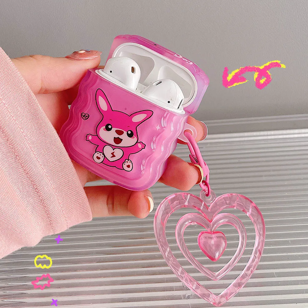 かわいいハート柄イヤホンケースairpodsためairpod 3ケース愛ペンダント用ポッドプロ2ソフトシリコン保護ボックス