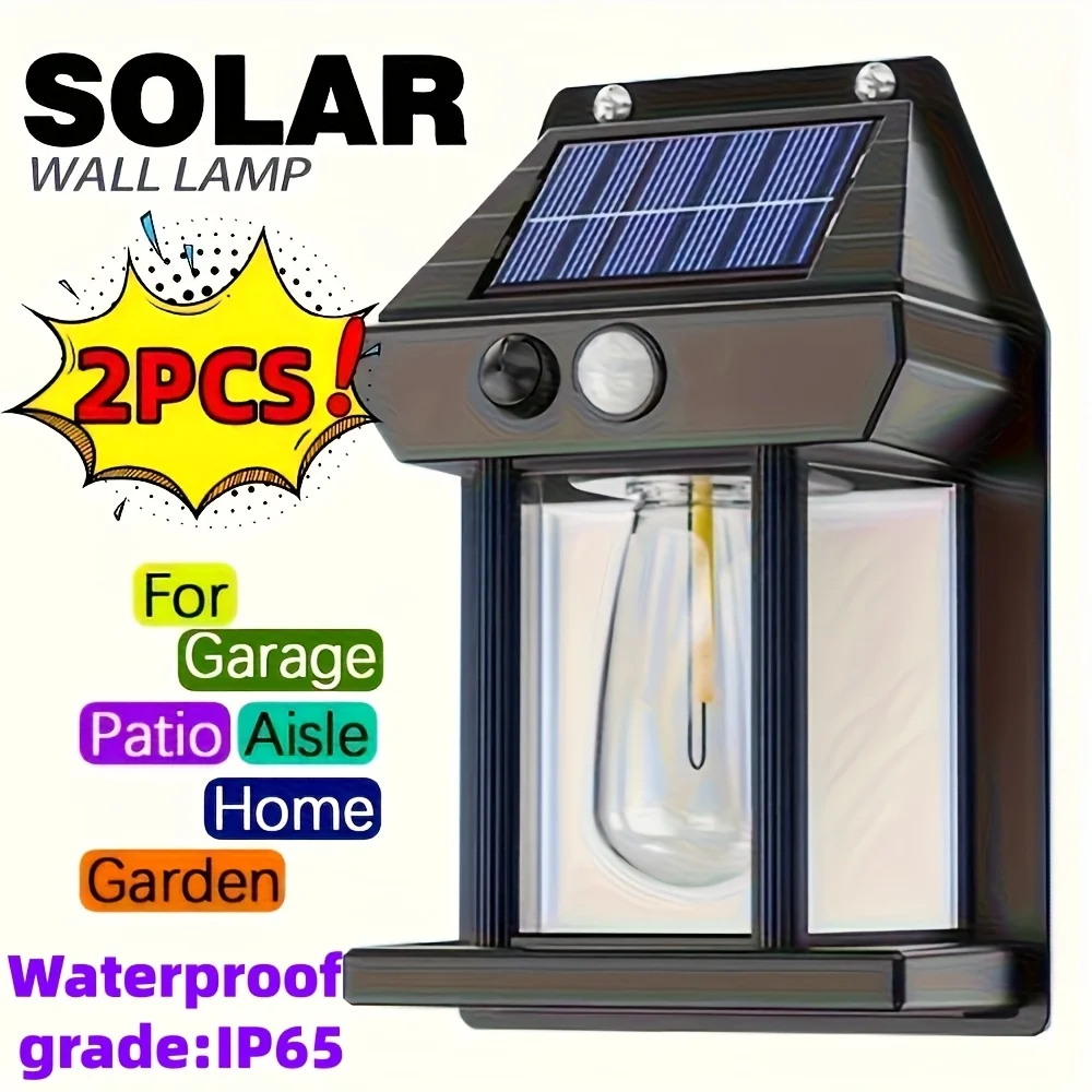 2 Pack of Solar Sports Lights for Outdoor Waterproofing, Solar Courtyard Lights for Exterior Walls, Corridors, Garages, Sheds, Courtyards, Yard Decorations, Motion Sensors And 3 Lighting Modes