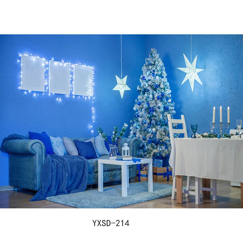 Nitree Christmas Indoor Theme Photography Background  Christmas tree Fireplace Children For Photo Backdrops YXSD-07