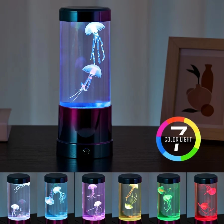 1 PC Circular Simulated Jellyfish Lamp Creative Rainbow LED Color Changing Atmosphere Lamp Decoration Living Room Table Lamp
