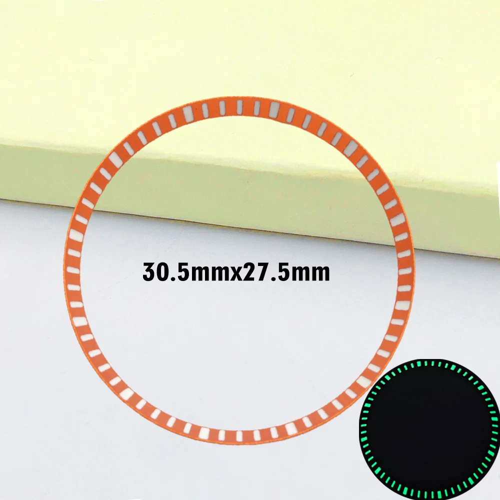Mod SKX007 Зеленое светящееся кольцо с главой подходит для SKX007 SKX009 SPRD SKX171, внутреннее кольцо корпуса часов 30,5 мм, медное кольцо с главой частью
