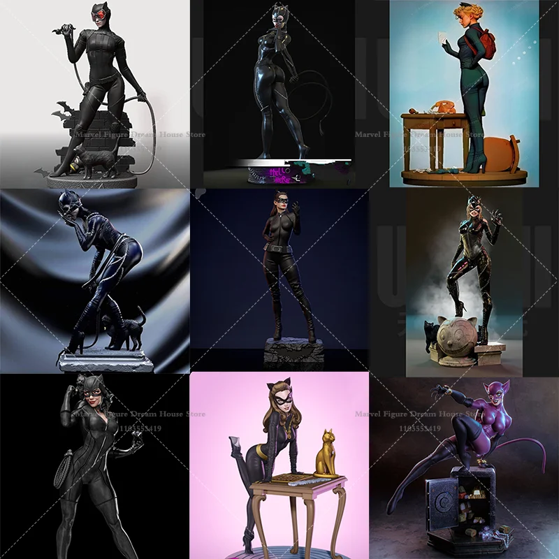 

1/24 1/18 Scale Black Leather Catsuit Cat Ear Elements Selina Kyle DIY Self-assembled GK 3D Resin Un-panited Doll White Model