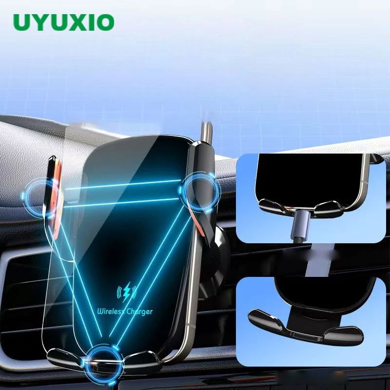 

Беспроводное автомобильное зарядное устройство с вентиляционным отверстием 15 Вт, быстрая зарядка, ручной зажим, автомобильное крепление, держатель для телефона, быстрая зарядка для Samsung iPhone 16 15 14
