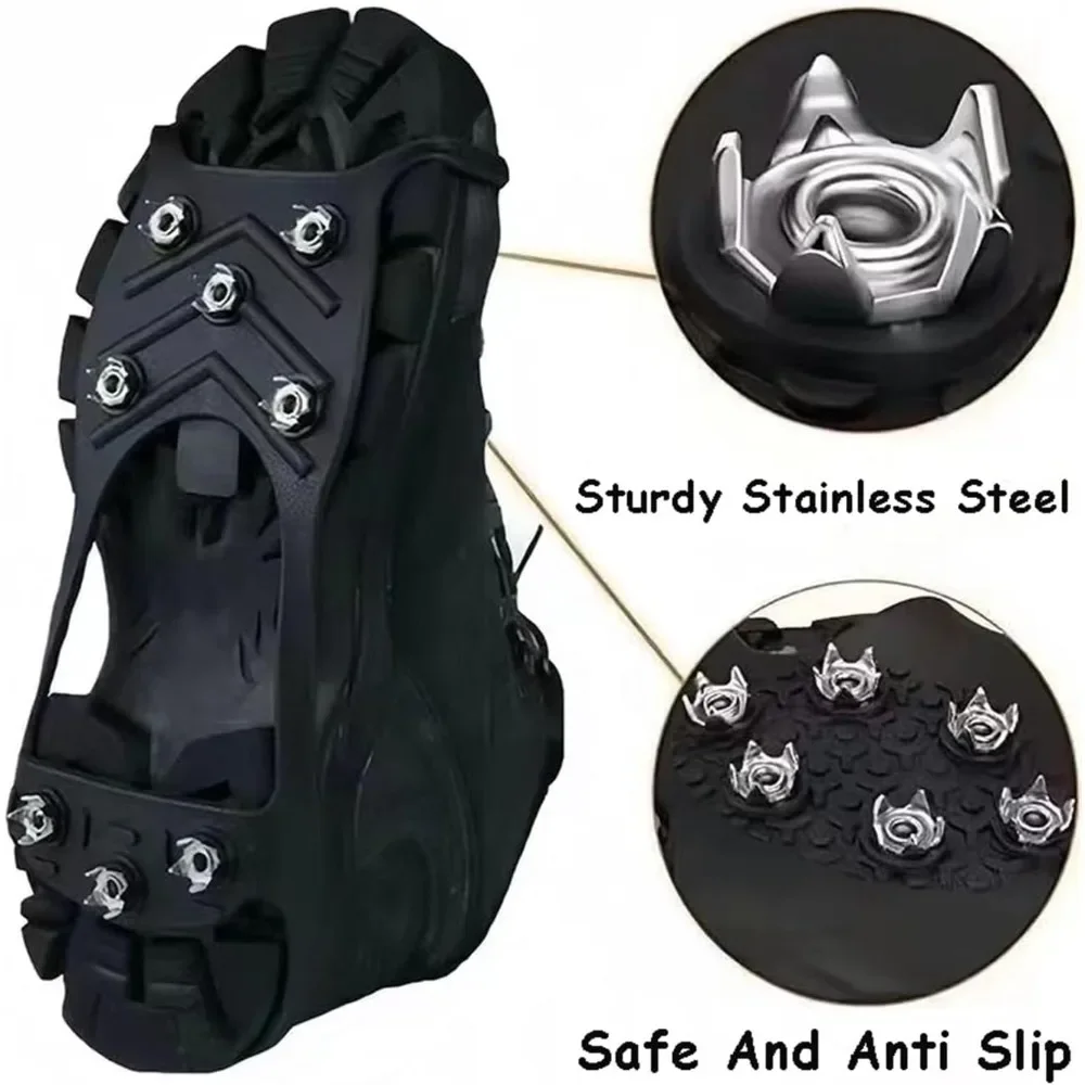 Ice Snow Traction Cleats 8 Steel Studs Silicone Shoe Grippers Easy on Off Lightweight Winter Anti Slip Walking Accessories