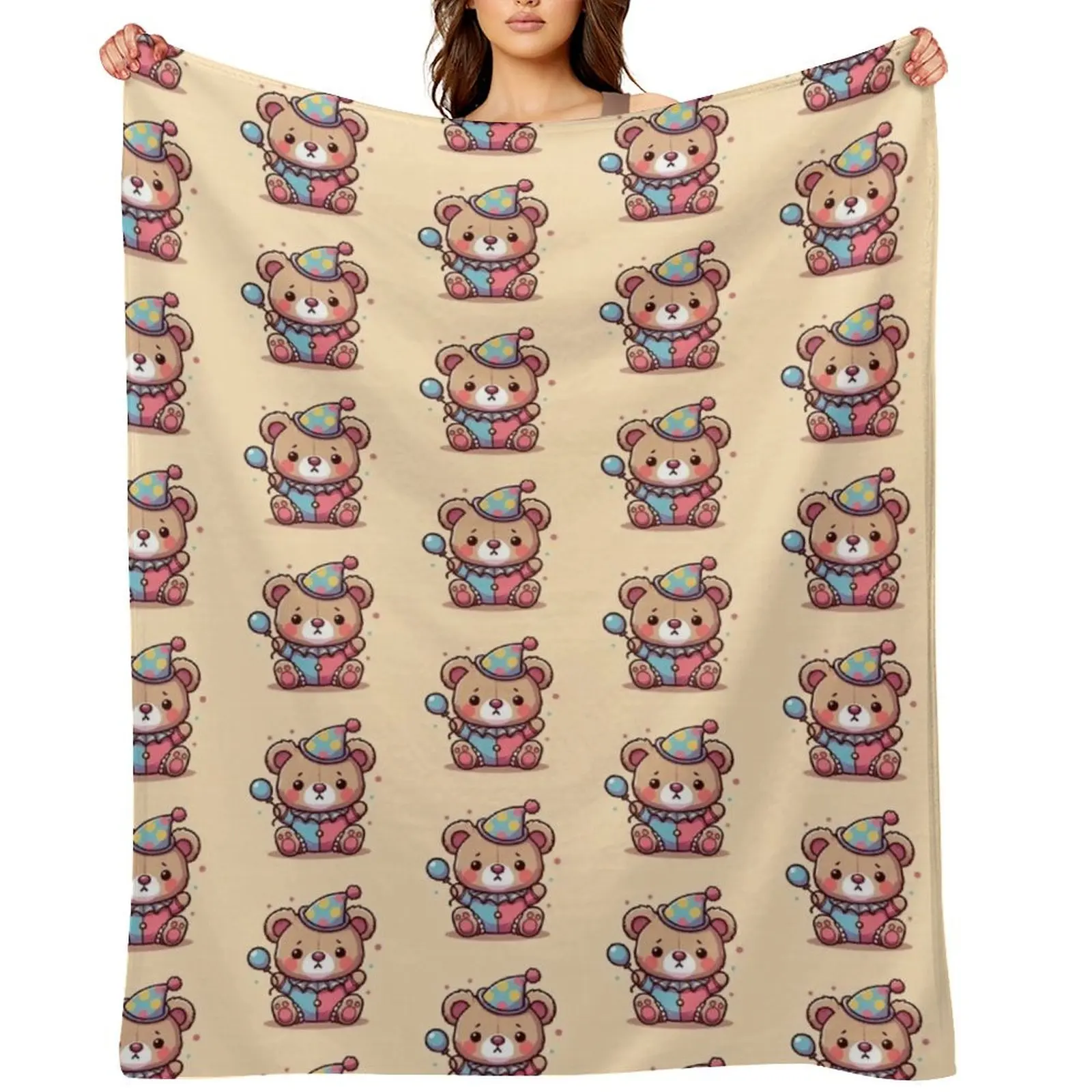 

clown bear Throw Blanket halloween Hairy valentine gift ideas Summer Blankets