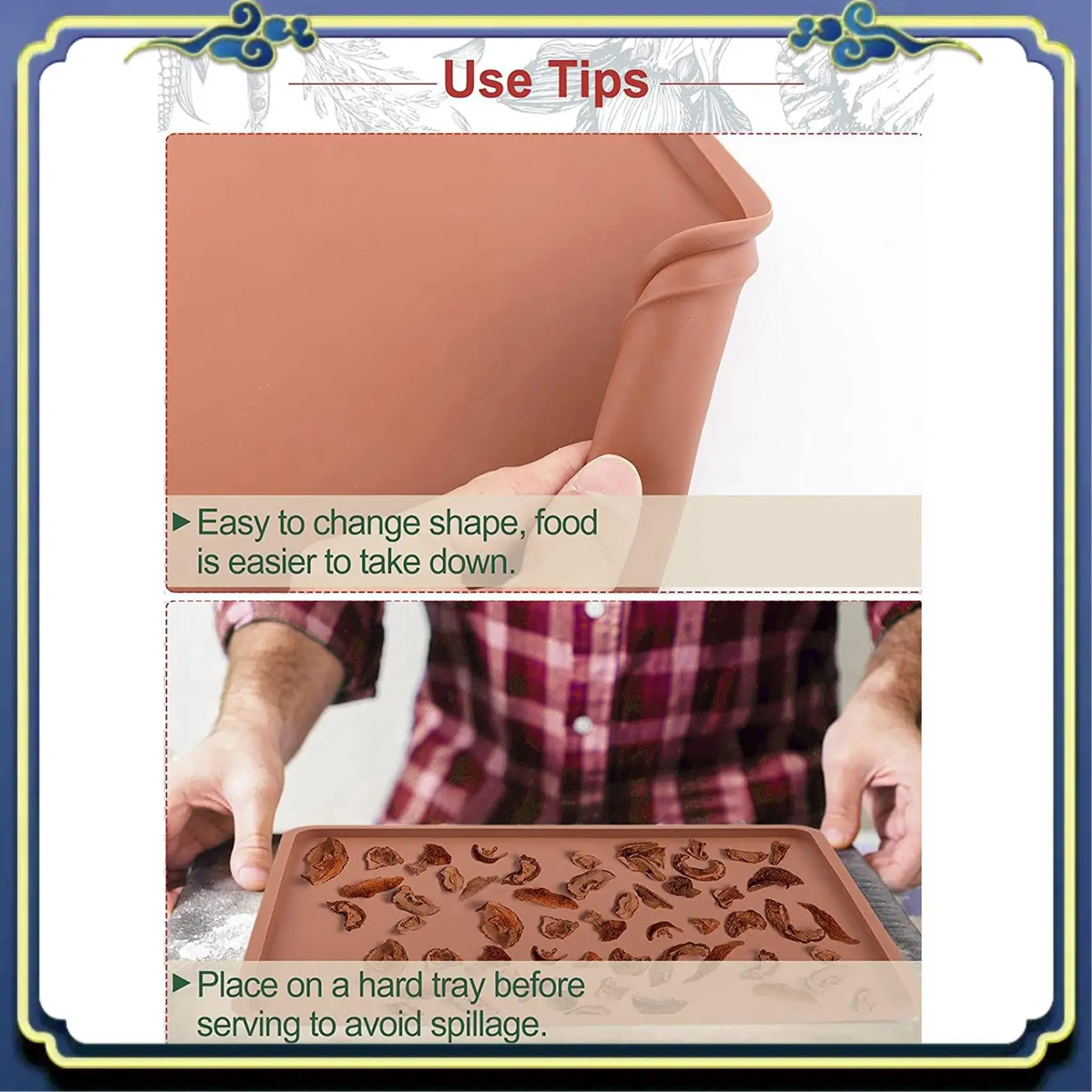 A56P-12PCS Silicone Dehydrator Mats With Edge - Silicone Sheets Compatible , Nonstick Silicone Tray Liner, High Temperature