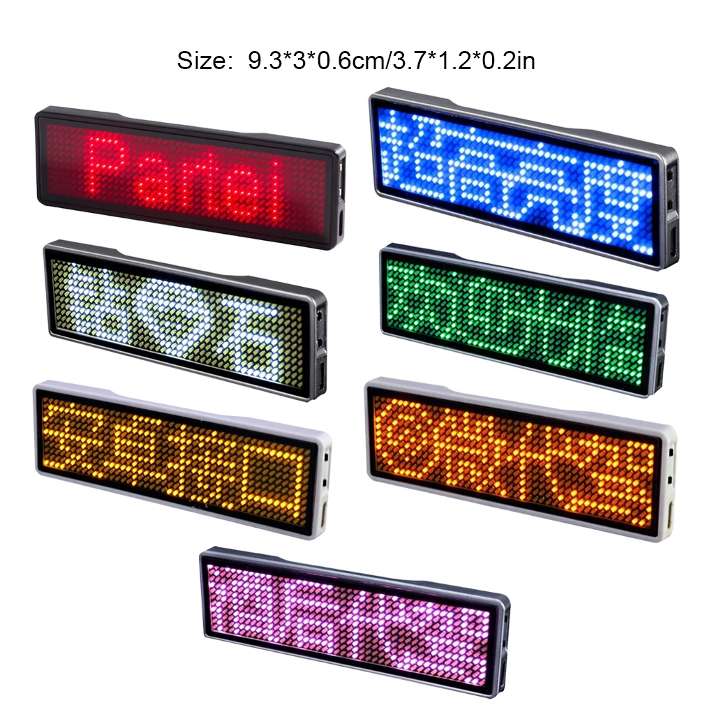 Bluetooth LED Digital Badge USB Charging DIY Programmable Name Badge Multiple Languages Durable Scrolling LED Tag Sign Module