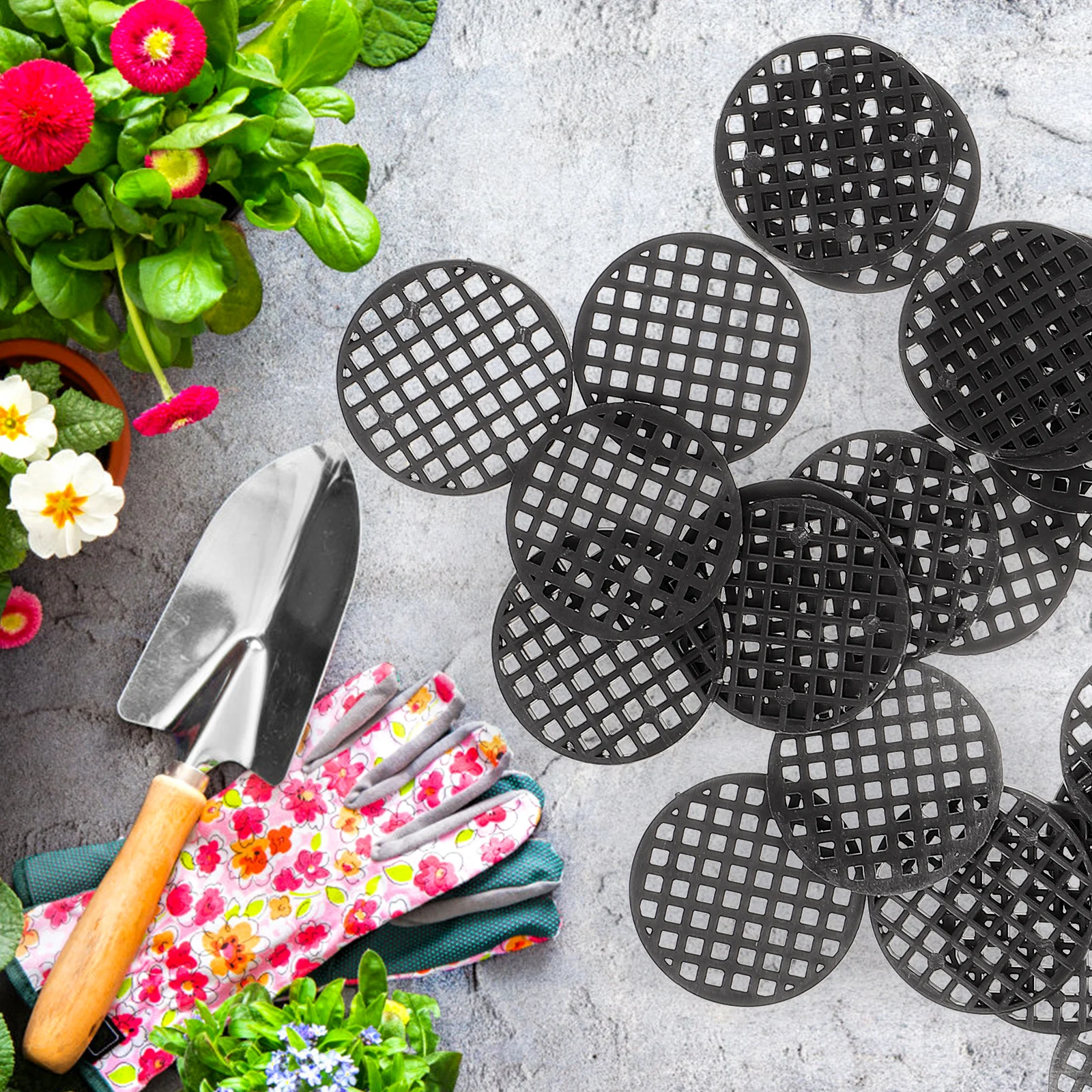 

100Pcs Round Garden Mesh Pad Durable Lightweight Flowerpot Bottom Nets Planter Hole Drainage Mats For Plants