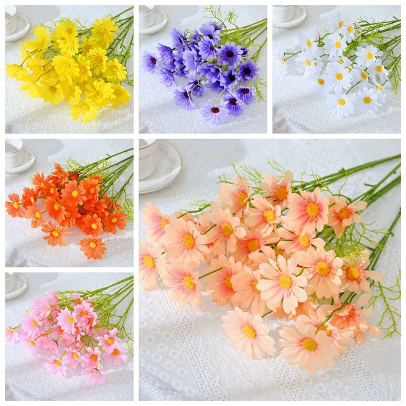 

Simulated Chamomile 5-Head Daisy Fake Flower Wholesale Project Horticultural Home Placement Flower Arrangement Decoration