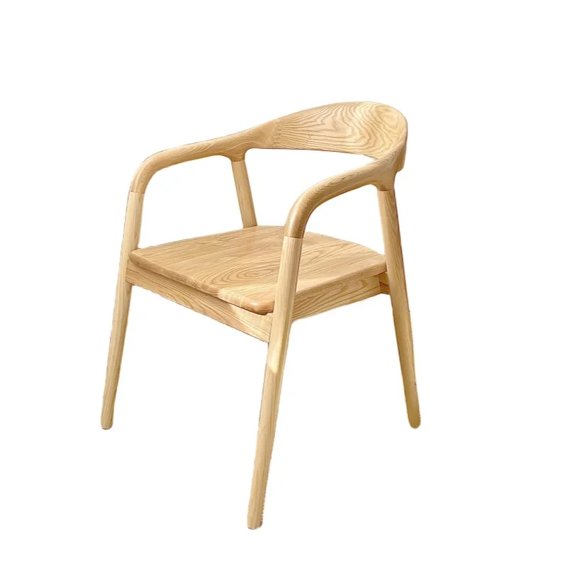 เก้าอี้ไม้แอชเนื้อแข็งสไตล์นอร์ดิก ชูเม็ต หรูหราแบบเรียบง่าย สไตล์วาบิ สำหรับใช้ในบ้าน มีที่วางแขน เหมาะสำหรับรับประทานอาหาร คาเฟ่ โต๊ะเจรจาธุรกิจ รุ่น T &