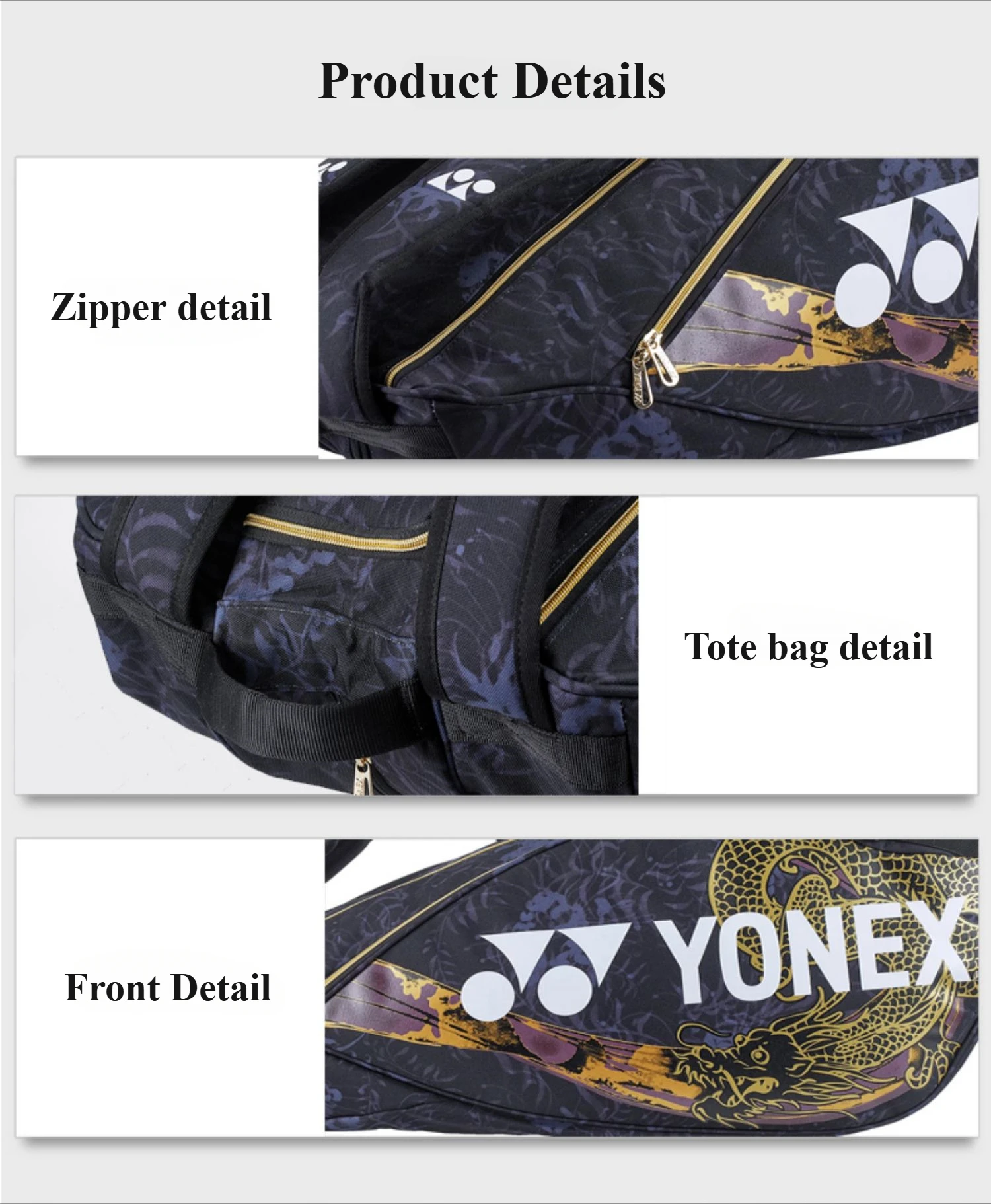 YONEX tas raket bulutangkis profesional, tas raket tenis profesional pola naga untuk 6 raket