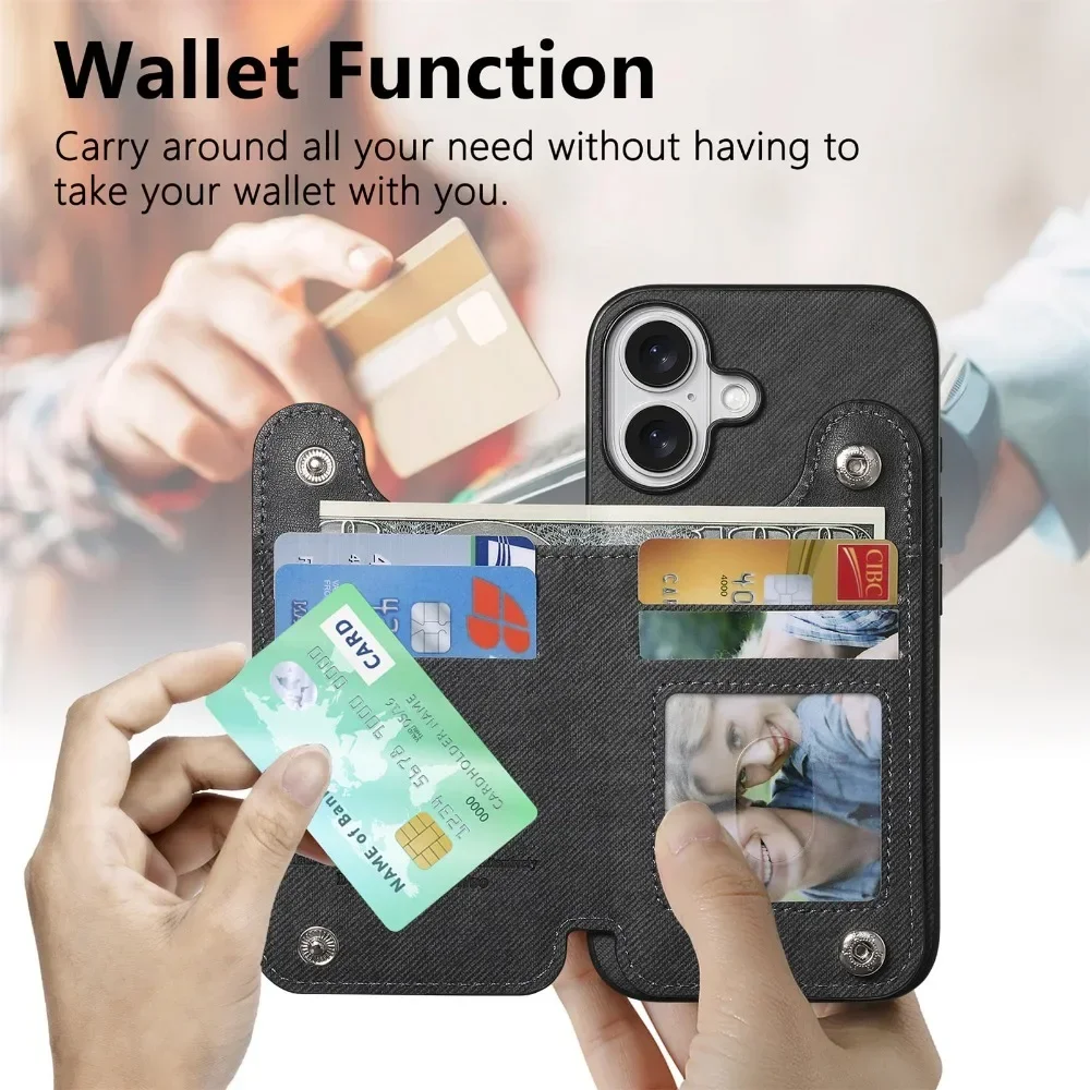Flip-Wallet mit Kartenhalter RFID-blockierende Handyhülle für iPhone 18 17 16 15 14 Plus 13 12 Pro Max Ring-Lederhalterung – Detail 10