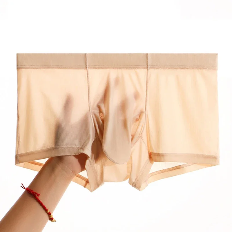 

Mens Ice Silk Breathable Panties Seamless Elephant Nose Boxers Underwear Separation Scrotum Pouch Boxer Shorts Thin Underpants