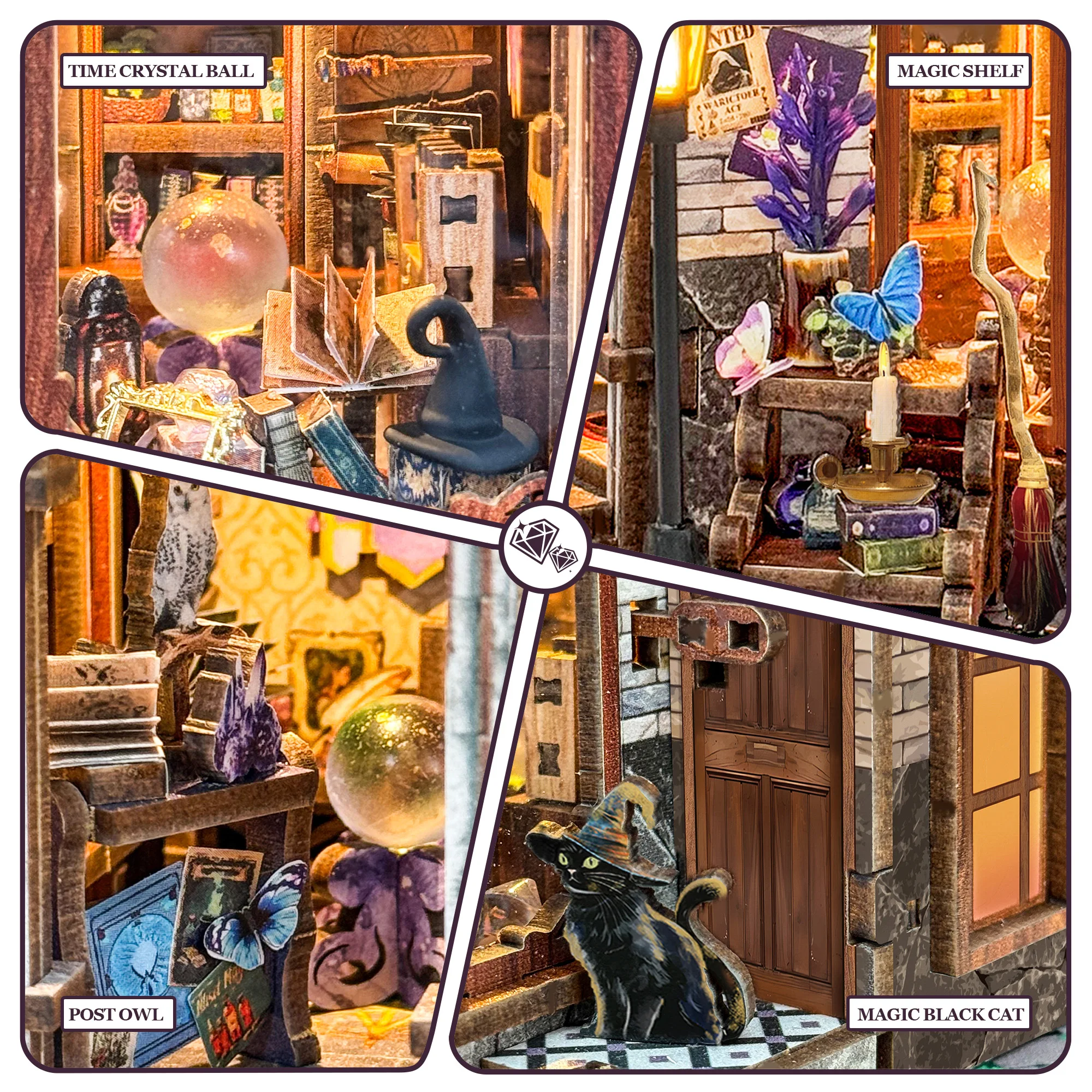 Drewniane domki dla lalek DIY, magiczny klub czasu, miniaturowe modele do samodzielnego montażu, domek dla lalek ze światłami, puzzle 3D, idealny na prezent urodzinowy dla przyjaciół.