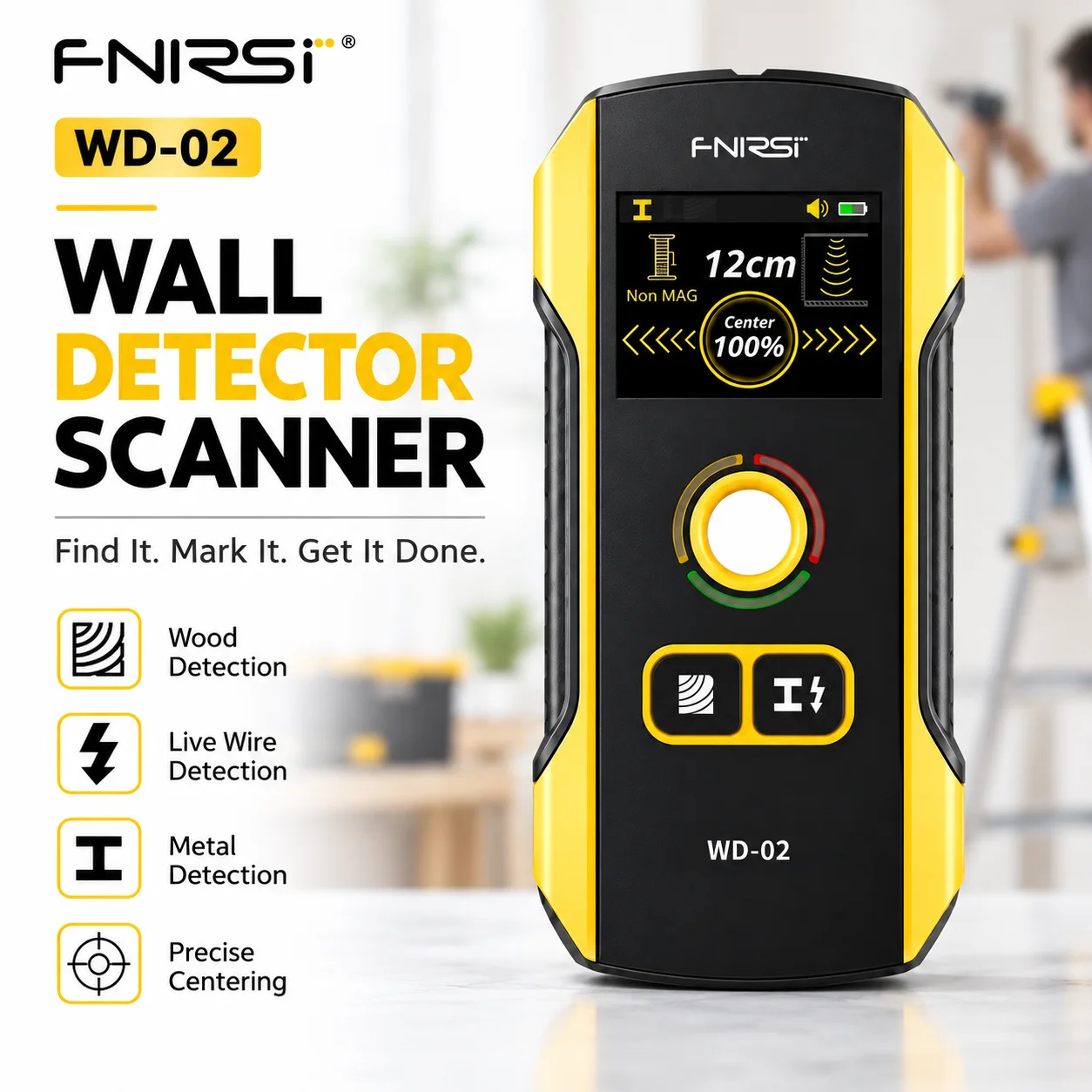 6 in 1 Stud Finder Wall Scanner Wood Drywall Metal AC Wire Joist Pipe Detector TFT Display Rechargeable Deep Scan HPC Chip