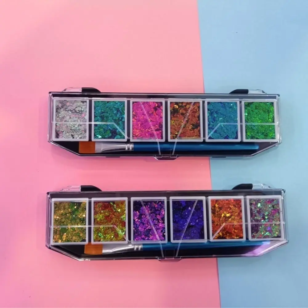Lightweight Glitter Palette Quick Drying Removable Pans Color Shifting Glitter Multicolor Long Lasting Hair Glitter