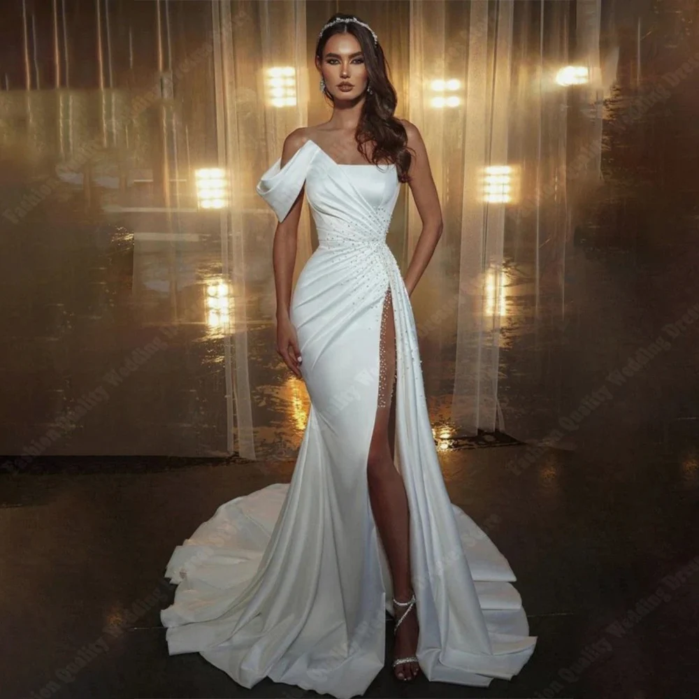 Estate elegante sirena donne abiti da sposa Sexy forcella alta principessa abiti da sposa Mopping lunghezza palla di fidanzamento Vestido De Novia