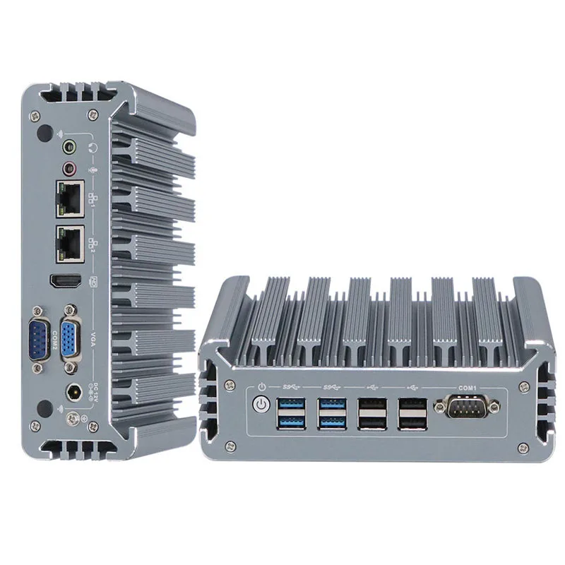 Parteaker PC industriale senza ventola I5 7287U 7360U I5 8350U I7 10610U Win11 Pro Dual Lan HDMI VGA 2 RS232 COM DC 12V Desktop Mini PC