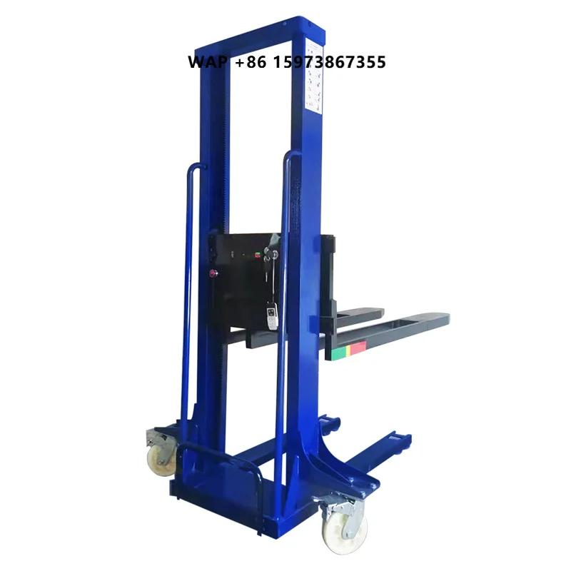 

Small Semi Electric Portable Stacker Self Loading Pallet Lifter 500kg Capacity Mini Forklift Self Lifting Stacker