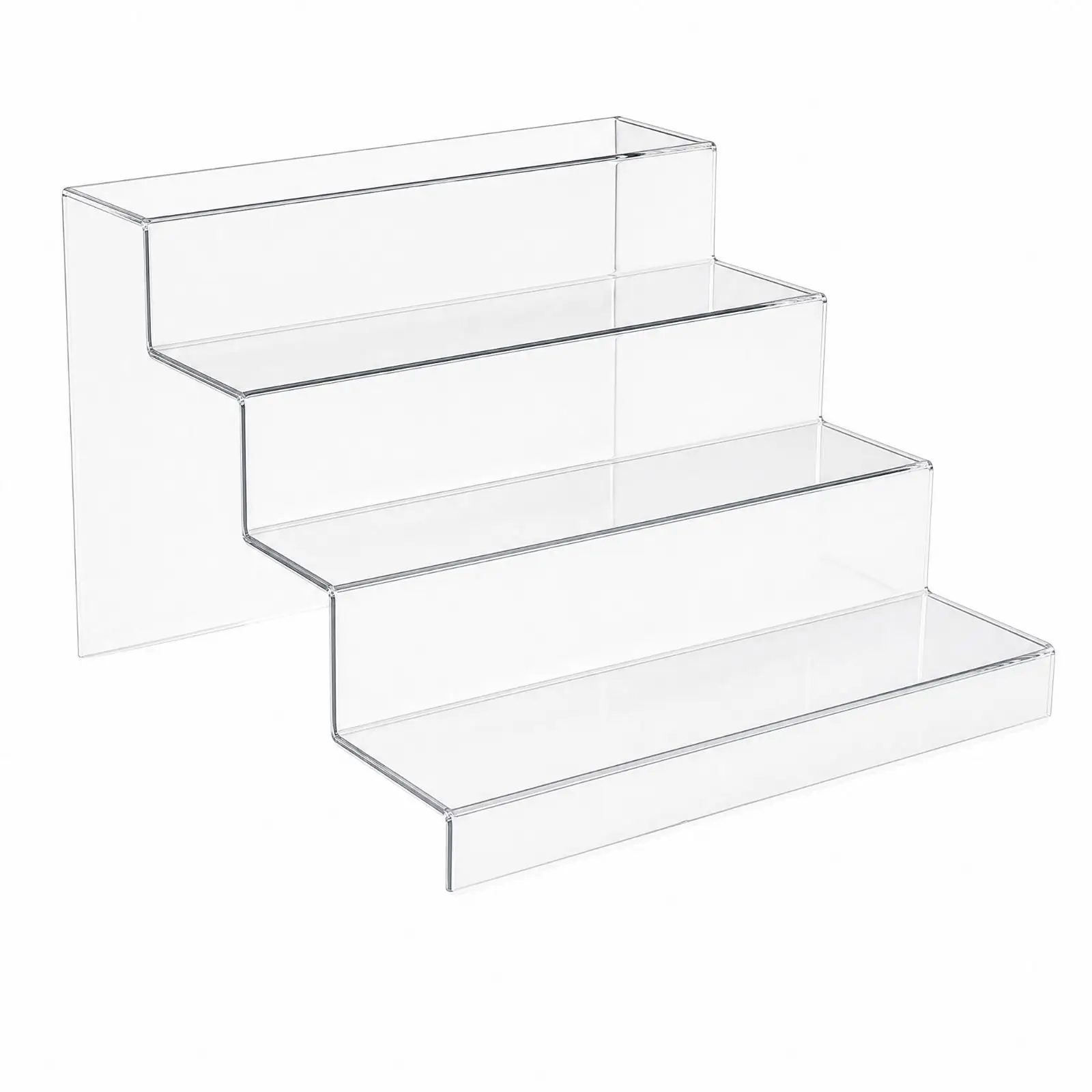 4 Tier Acrylic Display Shelf Clear Stand for Collectibles Figurines Shoes Retail Counter Showcase