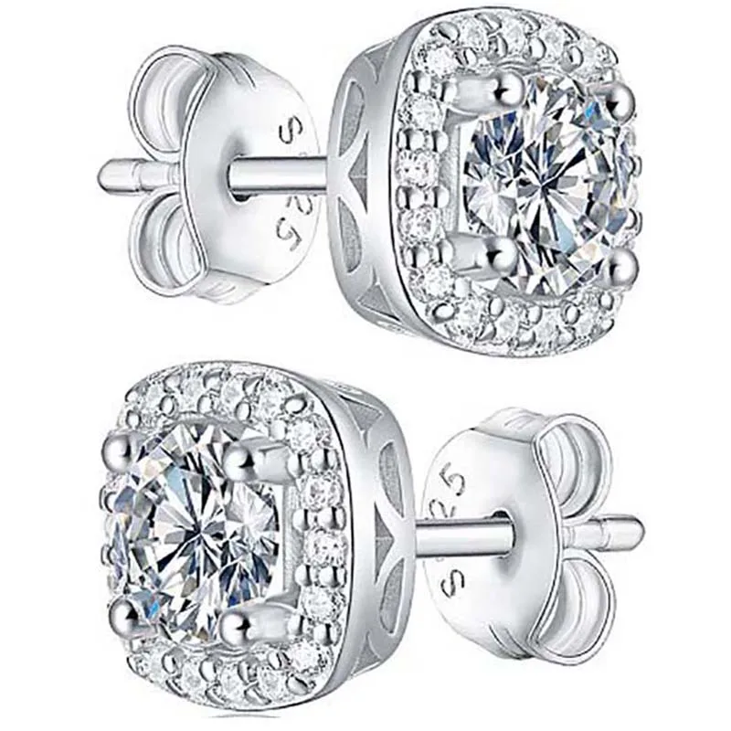 

Moissanite Diamond Earrings Solid Real 0.5Carat D Color 100% 925 Sterling Silver Square Ear Stud for Men Women Party Fine Jewelr