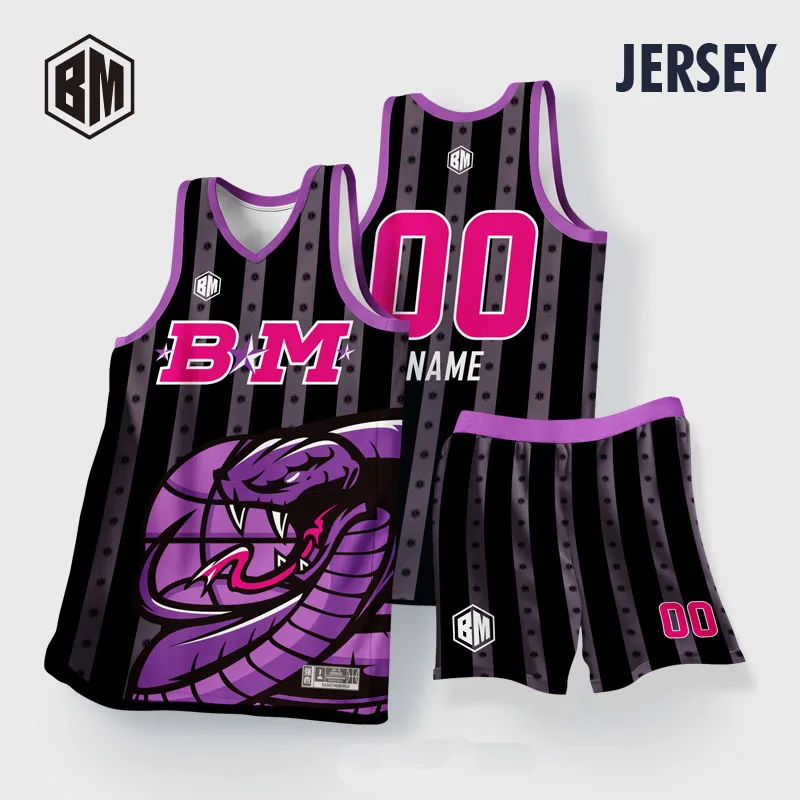 Kids Basketball Kits For Boys Girls Cool Animal Snake Printed Customizable Name Number Jerseys Shorts Quickly Dry Sportwear Gift