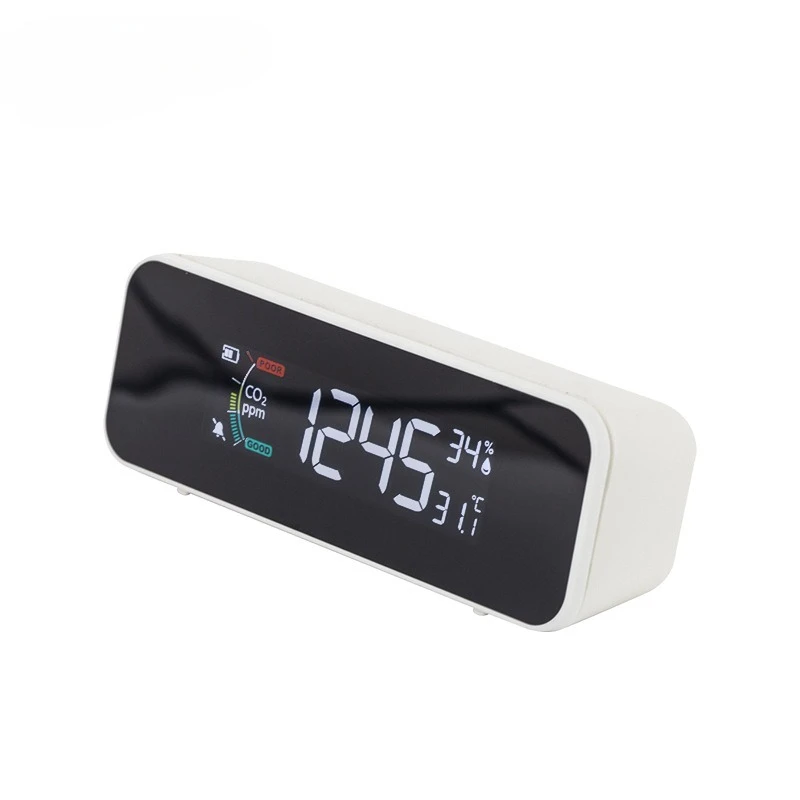 

Desktop carbon dioxide concentration detector CO2 alarm temperature and humidity detector built-in battery rechargeable