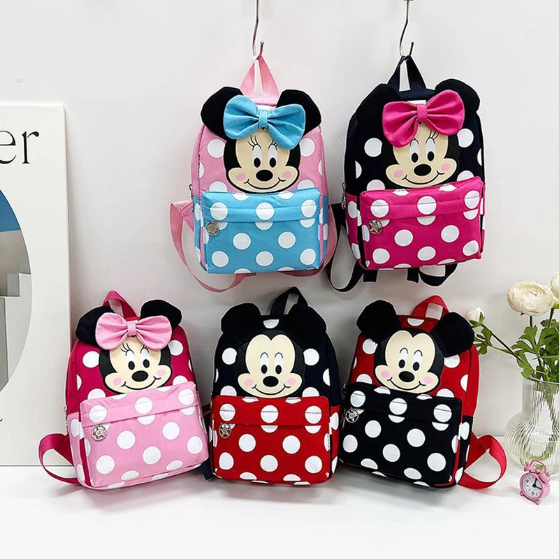 

Disney Cartoon Backpack Boys Girls Minnie Mickey Mouse Children Lovely Schoolbag Kindergarten Schoolbag Dot Kids Birthday Gift