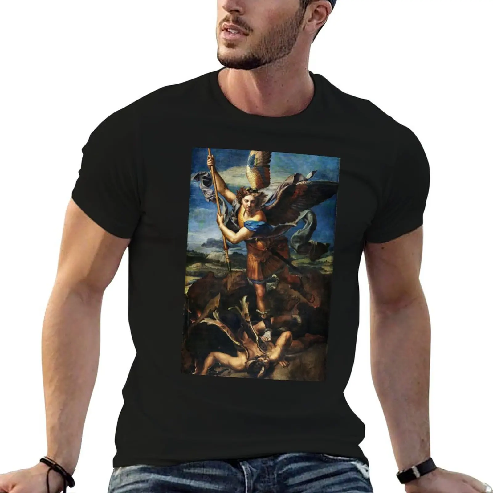St. Michael Vanquishing Satan, Michael Archangel - Catholic Christianity Bible / Mihail, Mikhail, Mikhael, Mihael, T-Shirt