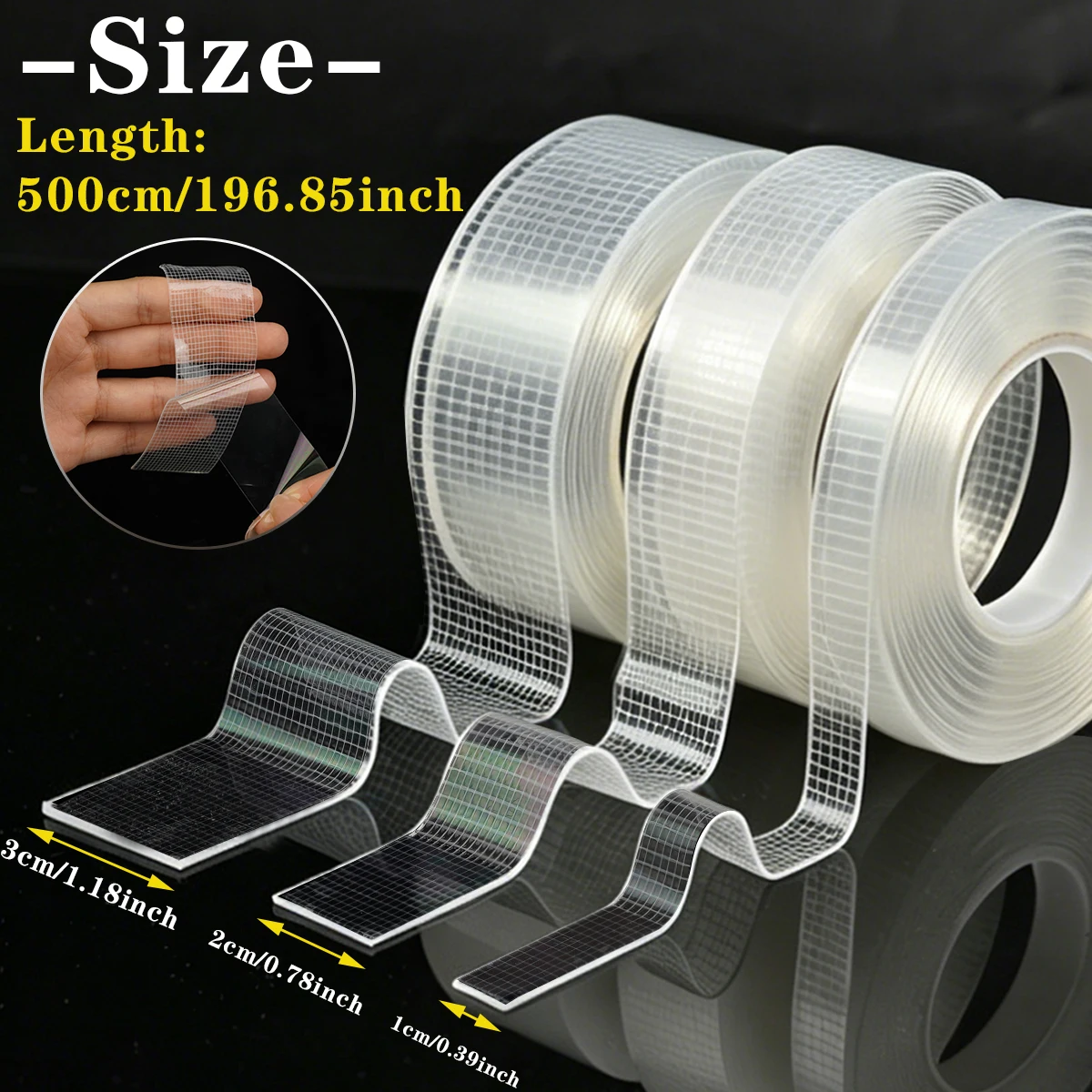 Powerful Grid Nano Double-Sided Tape Detachable 1mm Transparent Waterproof Traceless Wall Mounted Fixing Tape Multi-purpose