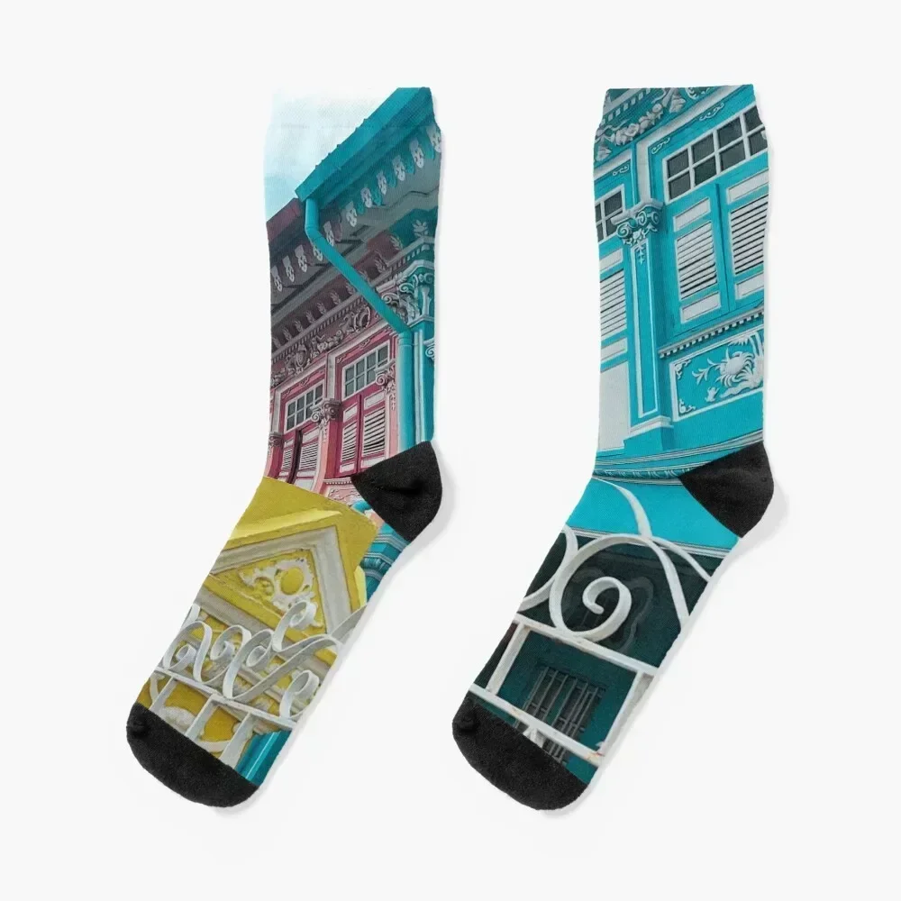 

Colourful Peranakan Shophouses, Singapore Socks Antiskid soccer hockey essential Socks For Women Men's